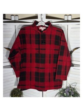 Vintage Y2K Lavon sport sweater black red tartan mock neck fleece men's sz M